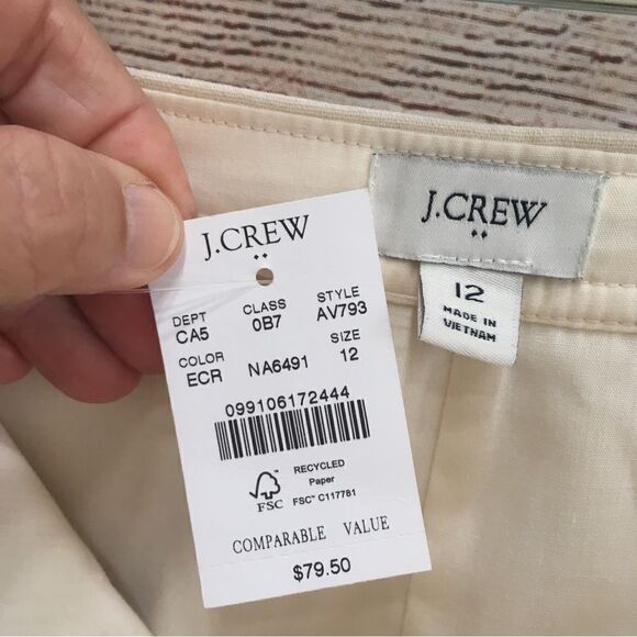 NEW WITH TAGS J CREW LINEN BLEND SKIRT IN CREAM - Picture 5 of 6